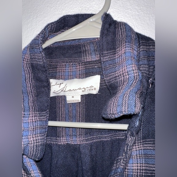 Vintage Havana Navy Frayed Plaid Blouse Wrap Top Shirt EUC - Picture 6 of 9
